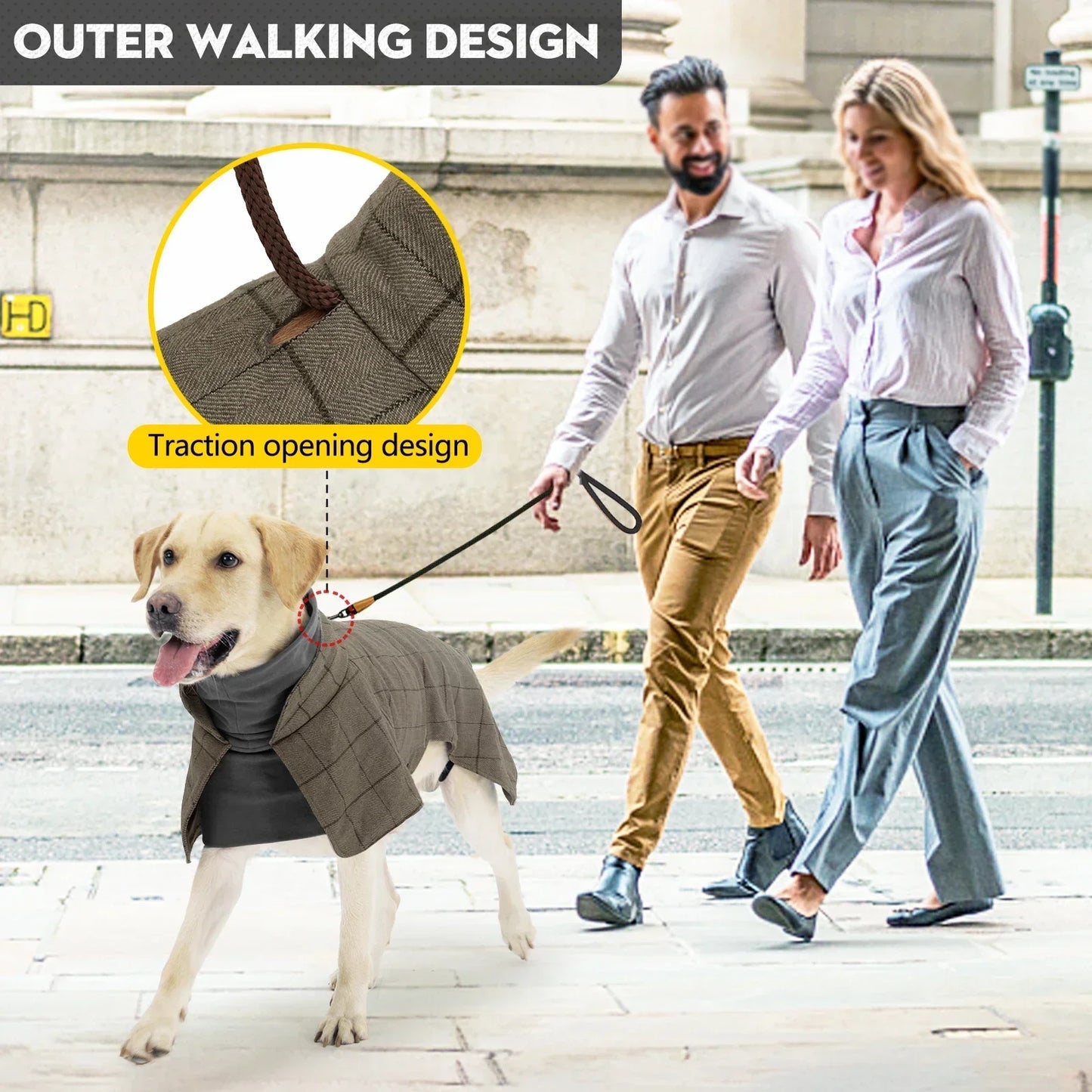 Waterproof Windproof Plaid Dog Jacket British Style Winter
