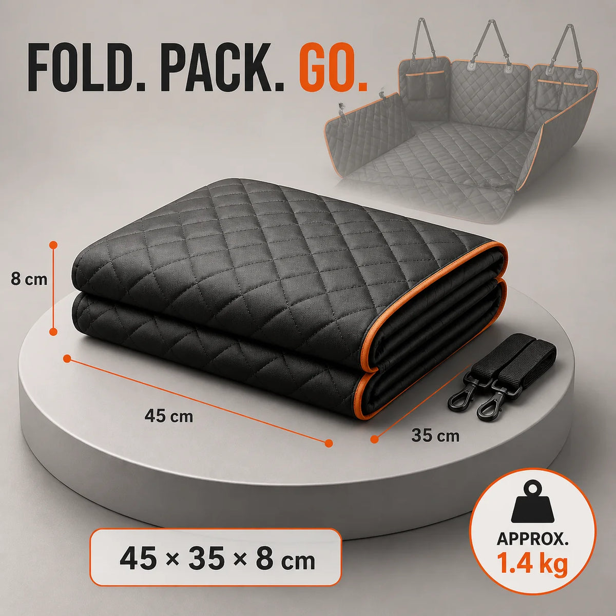 Premium Quilted Dog Car Seat Cover With Adjustable Straps