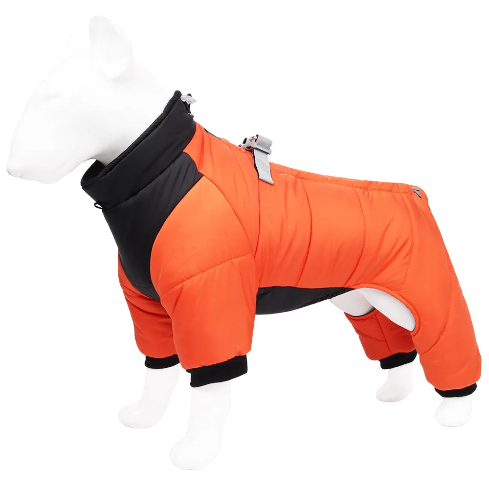 Padded Four Leg Dog Coat With Warm Lining For Winter