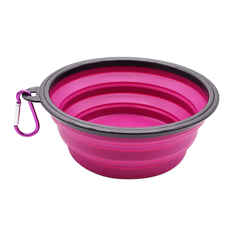 Collapsible Silicone Dog Food And Water Bowl With Carabiner For Travel