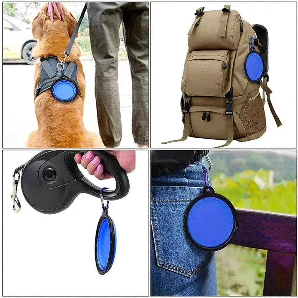 Folding Portable Dog Feeder Bowl 2 In 1 Travel Dispenser