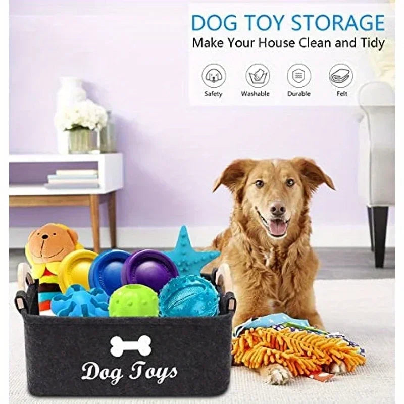 Felt Pet Toy Box Dog Toy Storage Basket For Organization