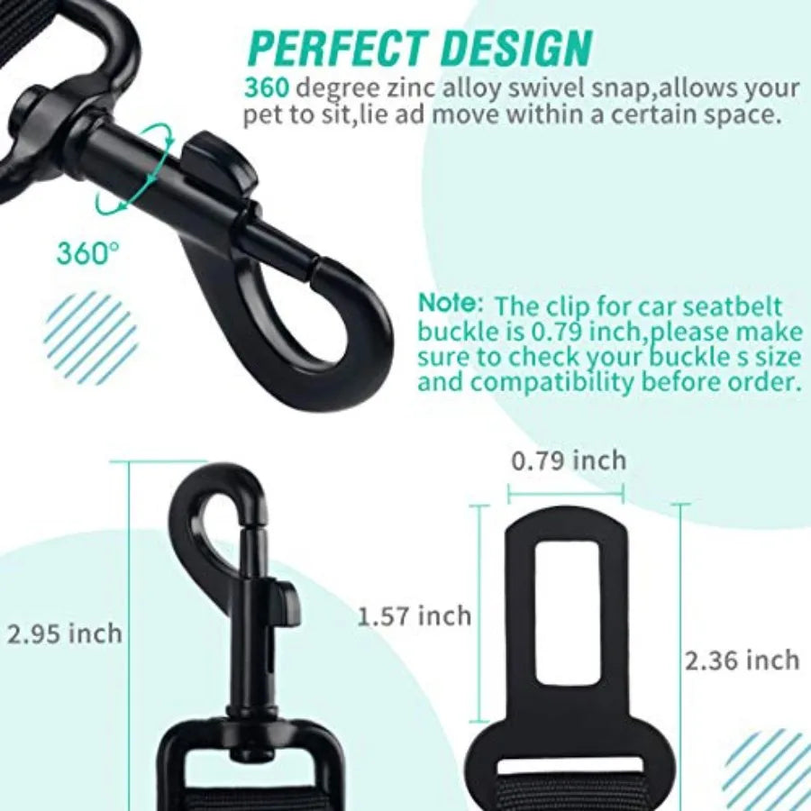 Dog Seat Belt, 3 Pcs Set Retractable Dog Car Harness Adjustable Dog Seat Belt for Vehicle Nylon Pet Safety Seat Belts Heavy Dut