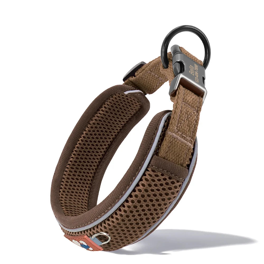 Personalized Reflective Mesh Dog Collar With Breathable Padded Comfort