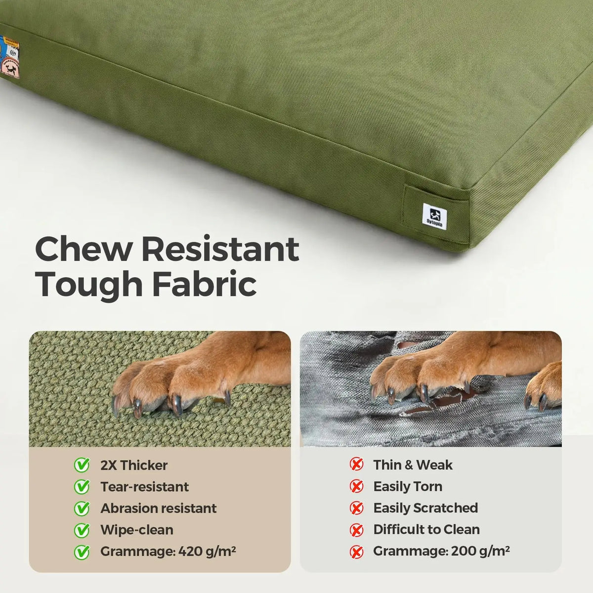Indestructible Canvas Waterproof Dog Bed With Washable Cover