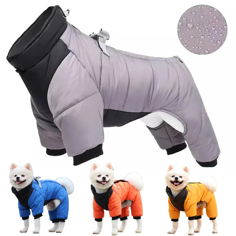 Waterproof Warm Winter Dog Jumpsuit Coat for Outdoor Use