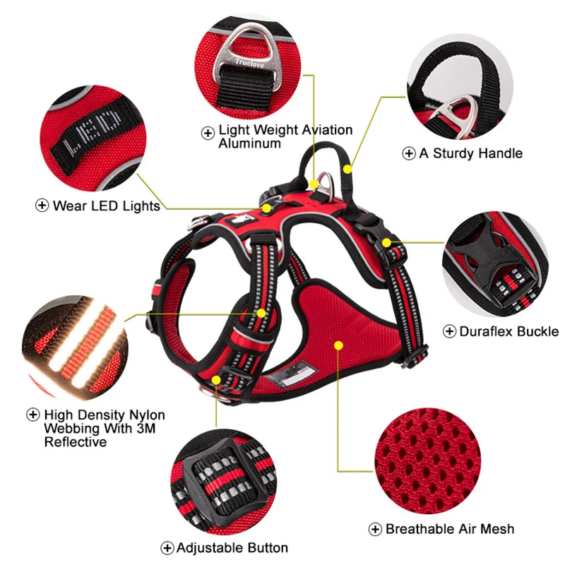 TrueLove Reflective No Pull Dog Harness Adjustable For Outdoor Walking