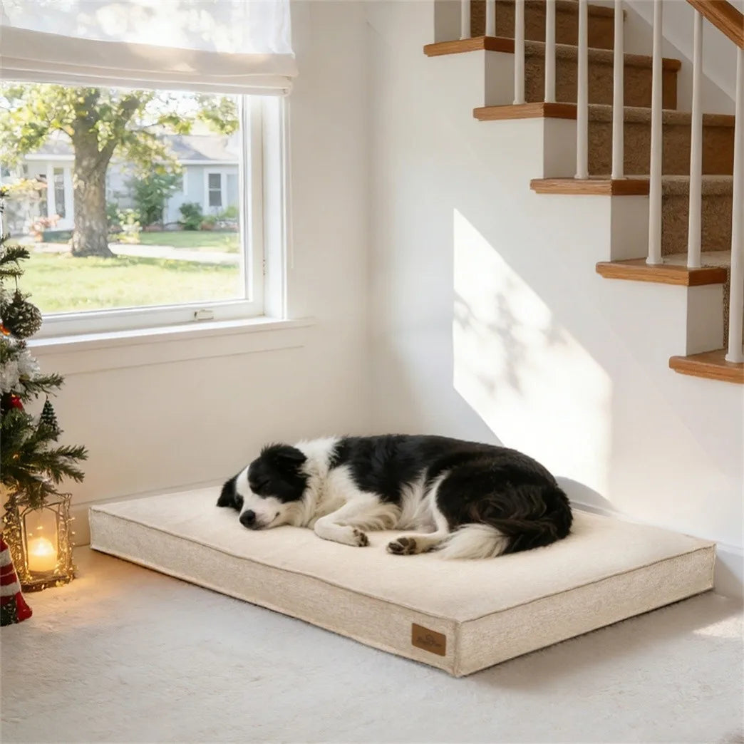 Borwart Rectangular Linen Dog Bed With Removable Cover