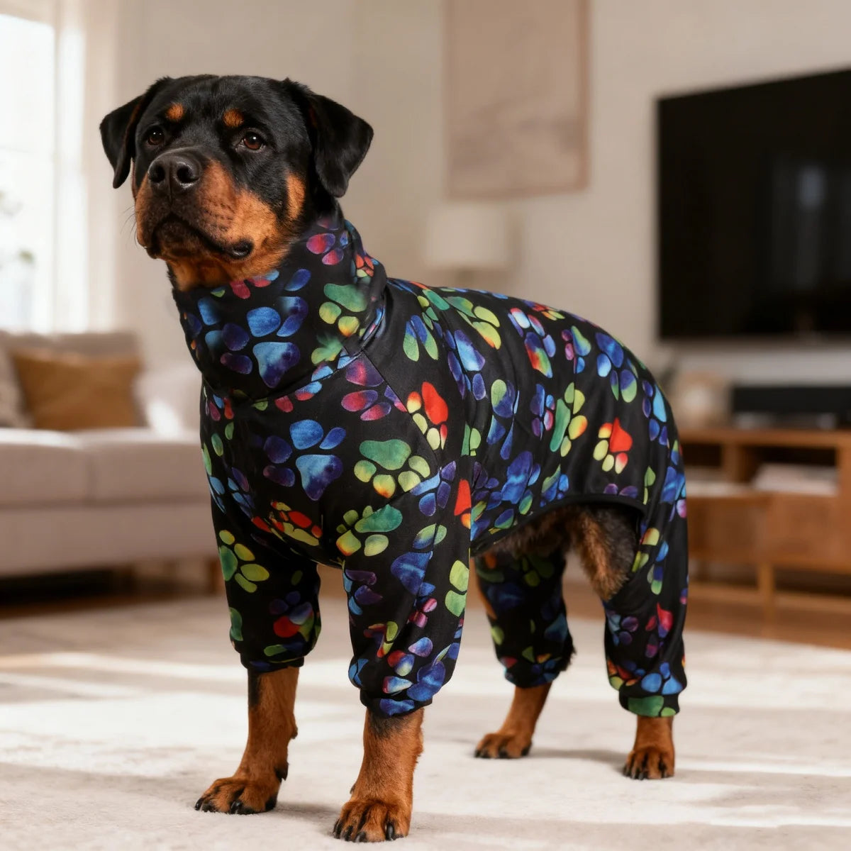 Digital Printed Dog T Shirt Features All Season Paw Design