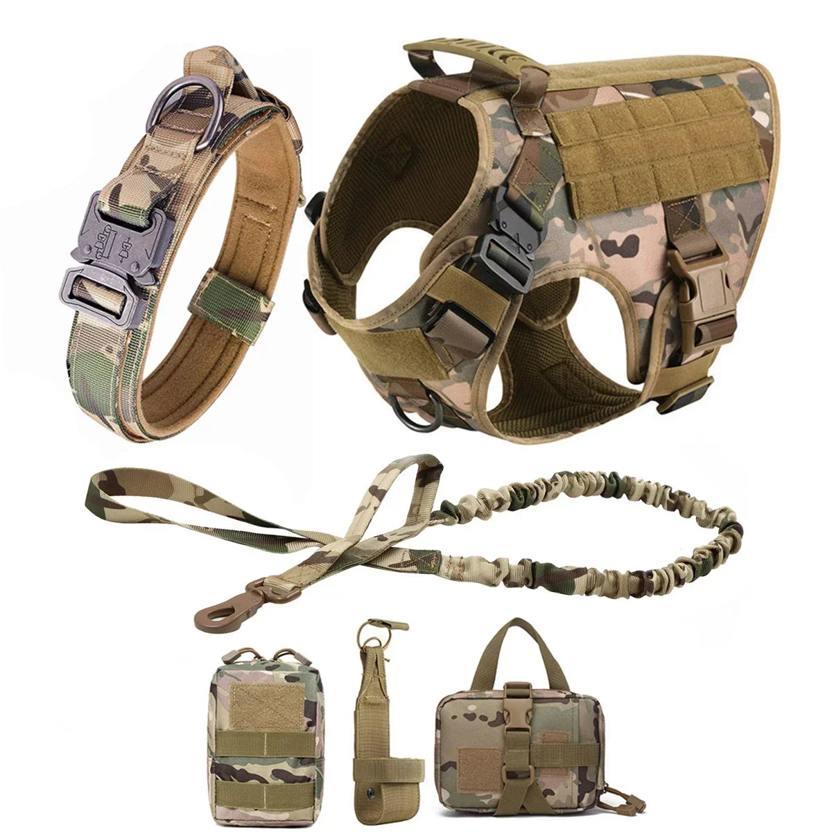 Tactical Dog Harness With Molle Pouches And Adjustable Vest