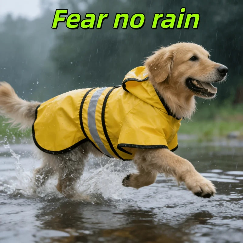 Hooded Dog Raincoat With Bells And Poop Bag Dispenser Reflective