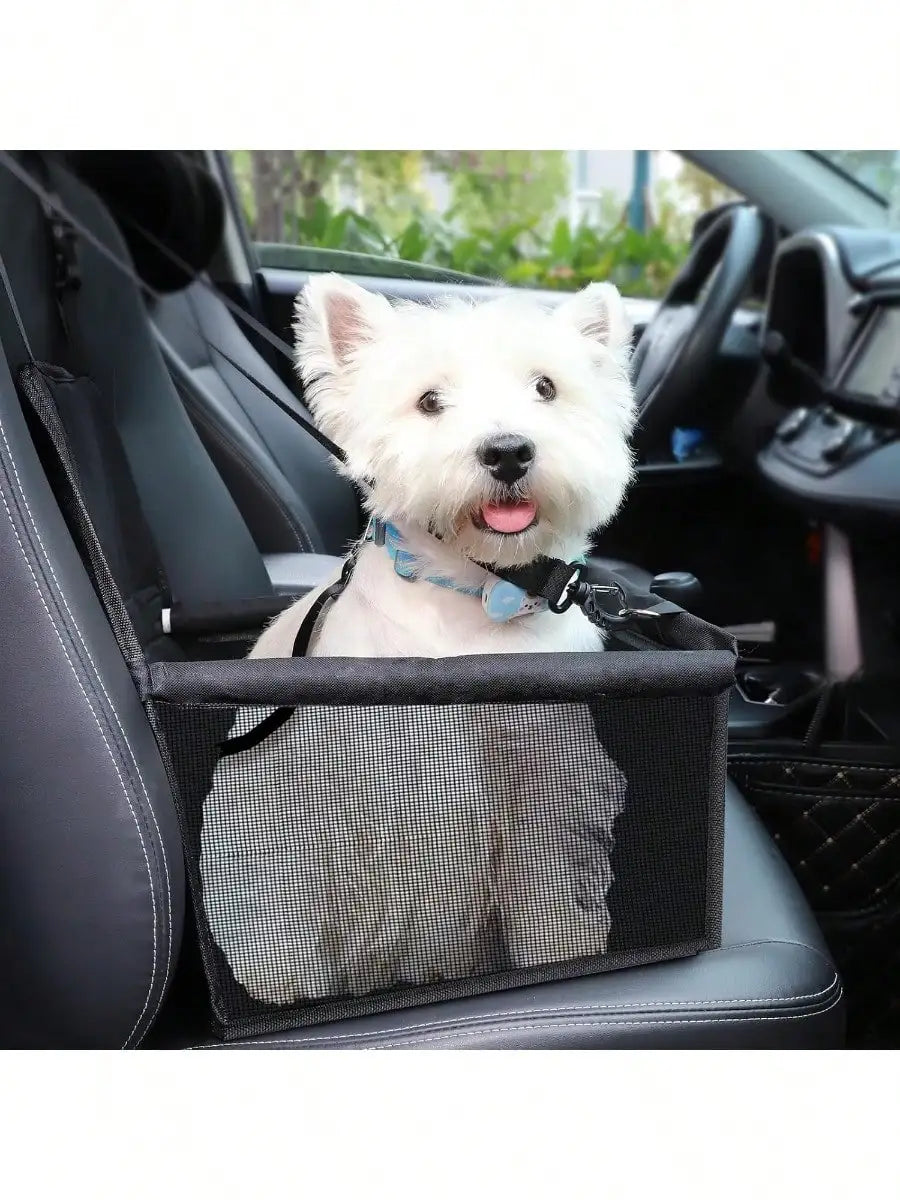 Portable Elevated Dog Booster Car Seat With Adjustable Safety Strap