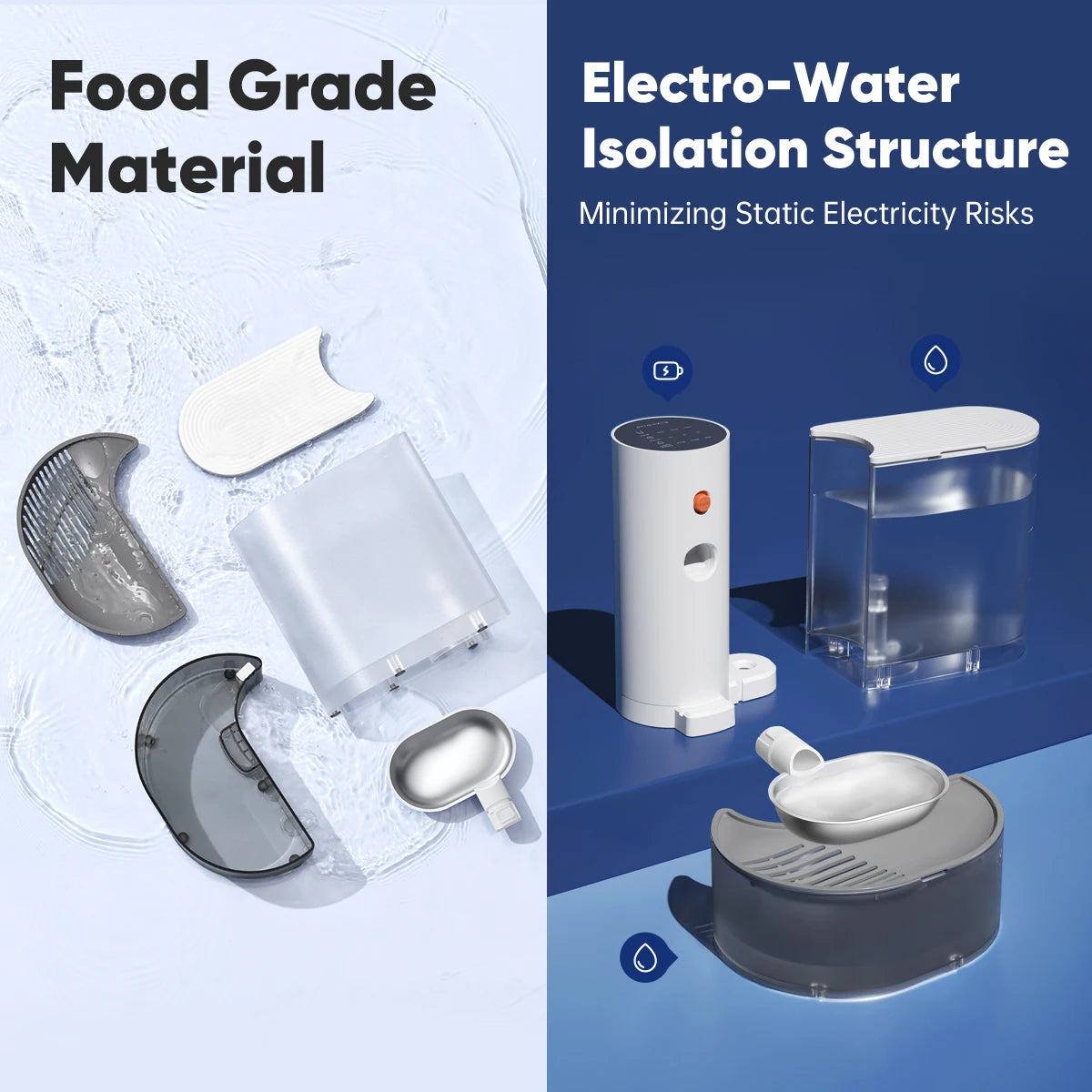 Booteely Wireless Stainless Steel Pet Water Dispenser With Purification