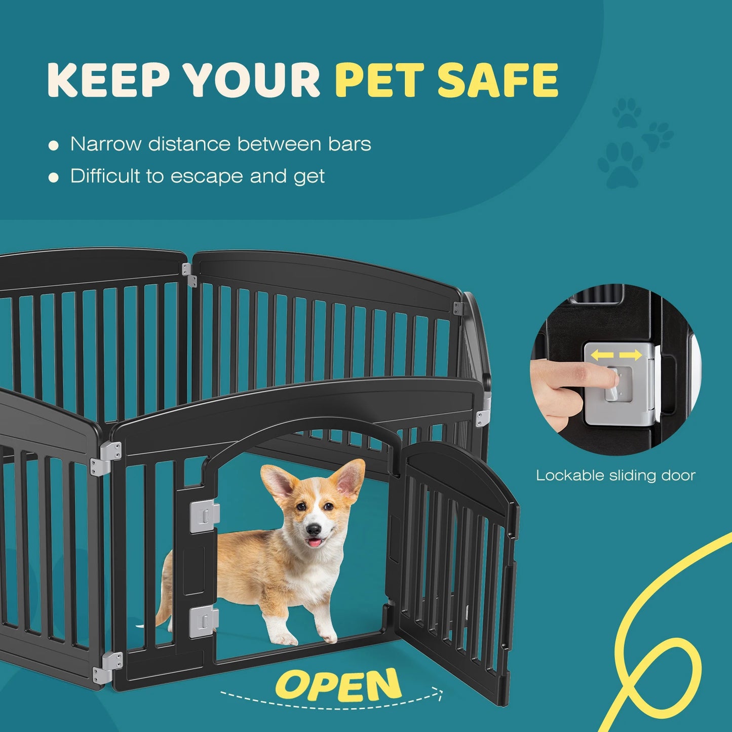 JHK Plastic Dog Playpen Expandable Durable Indoor Outdoor Pet Fence