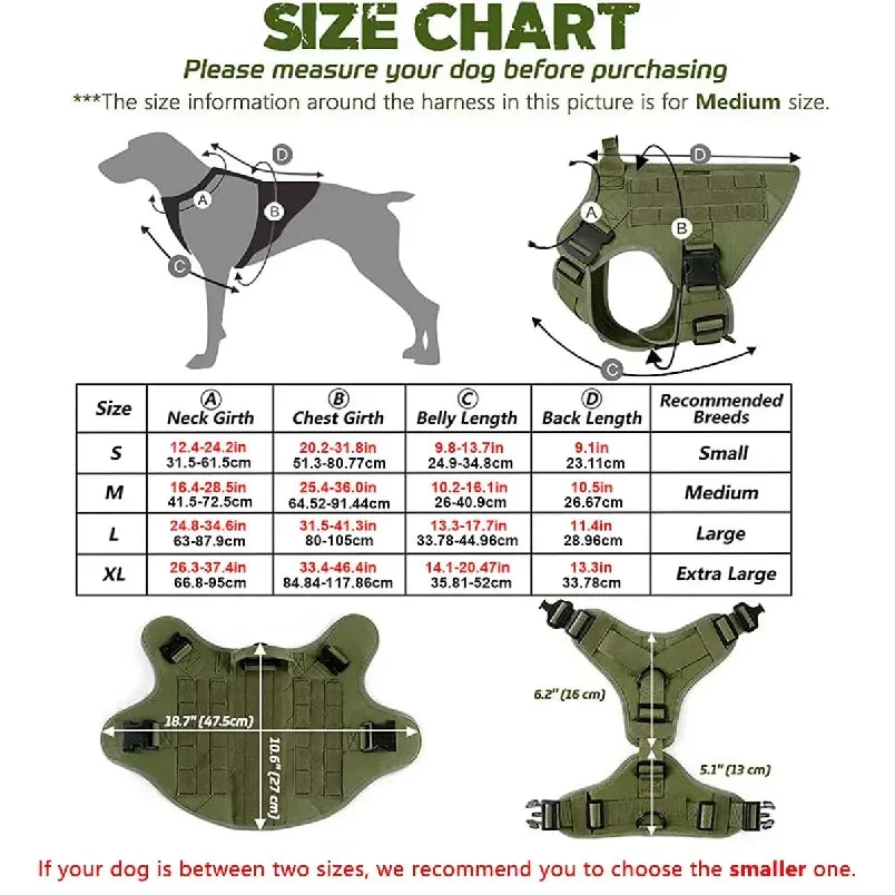 Tactical Dog Harness With Molle Pouches And Adjustable Vest