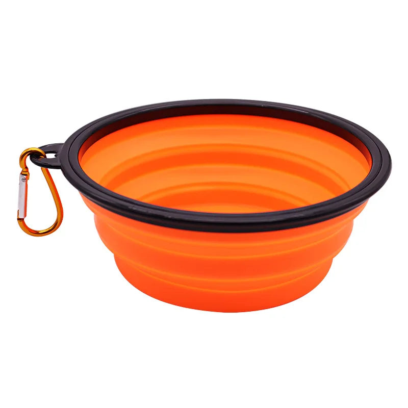 Collapsible Silicone Dog Food And Water Bowl With Carabiner For Travel