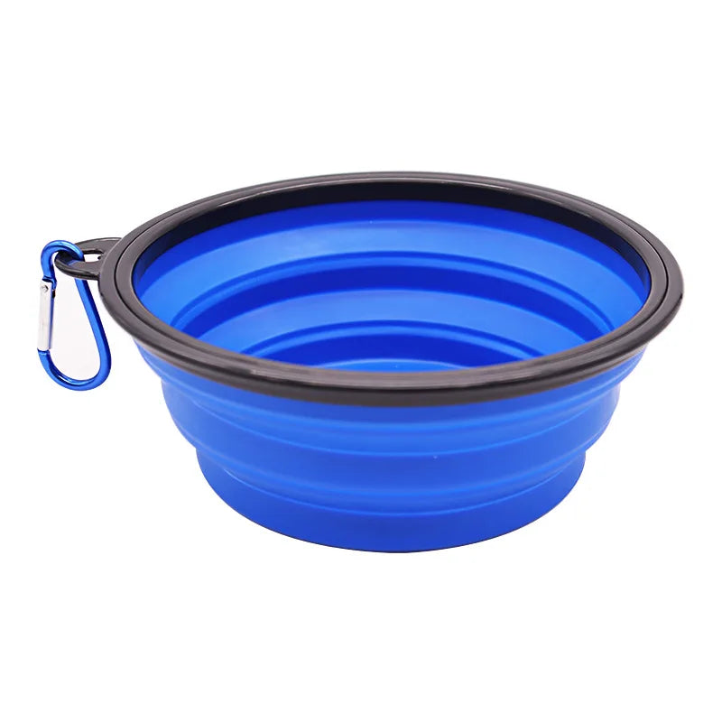 Collapsible Silicone Dog Food And Water Bowl With Carabiner For Travel