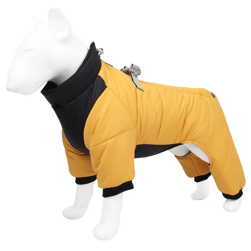 Padded Four Leg Dog Coat With Warm Lining For Winter