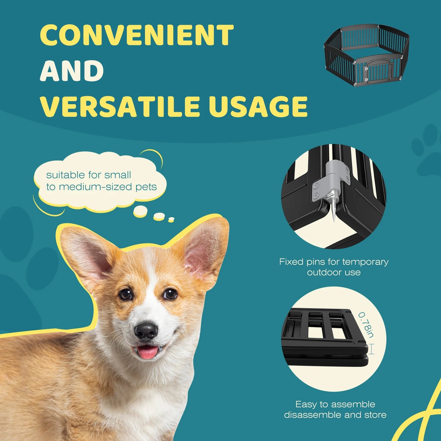 JHK Plastic Dog Playpen Expandable Durable Indoor Outdoor Pet Fence