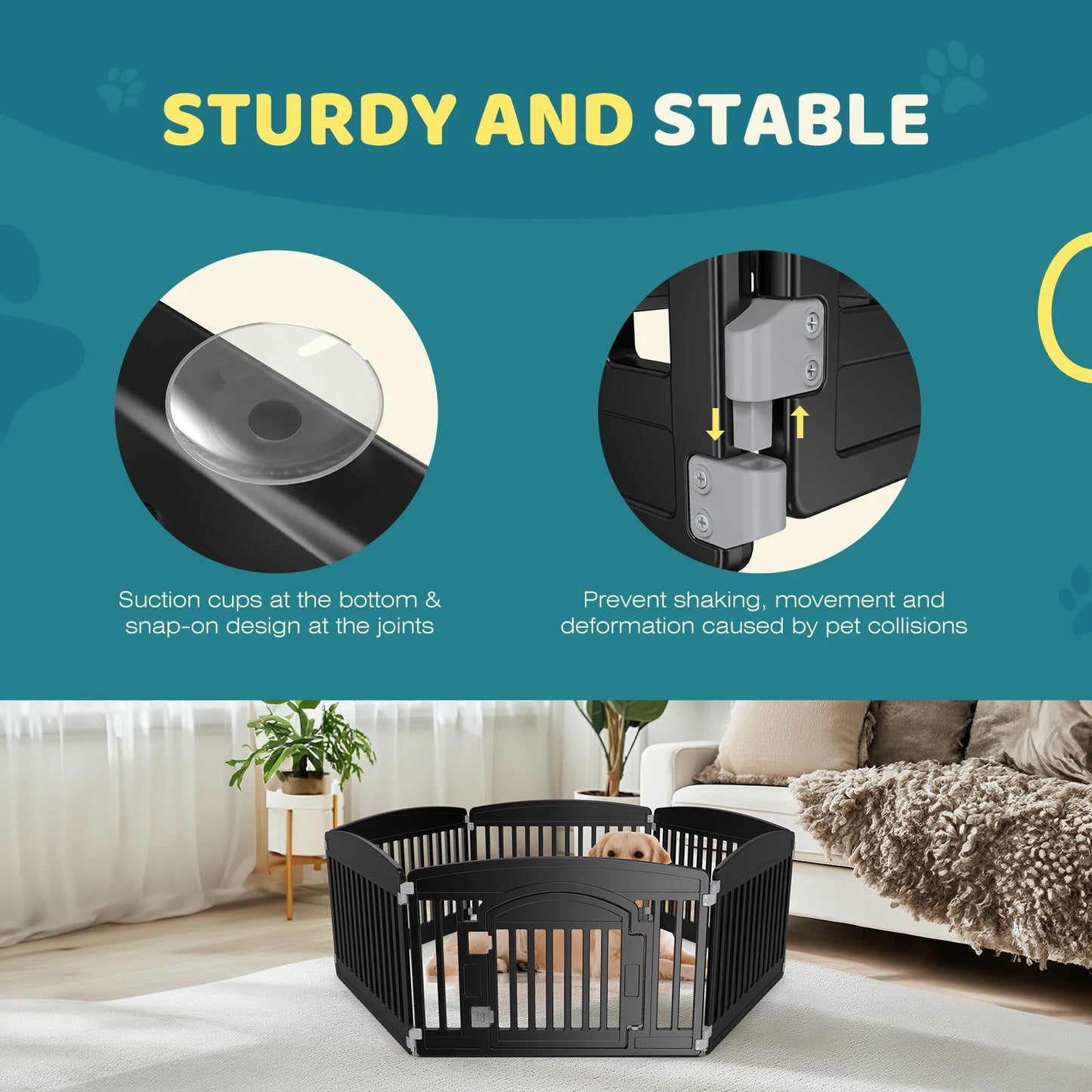 JHK Plastic Dog Playpen Expandable Durable Indoor Outdoor Pet Fence