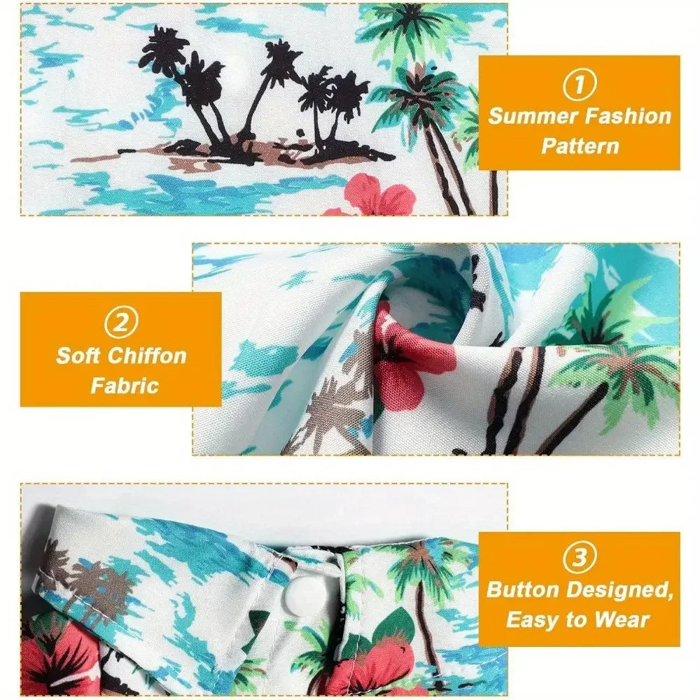 Four Breathable Hawaiian Floral Pet Shirts for Dogs and Cats