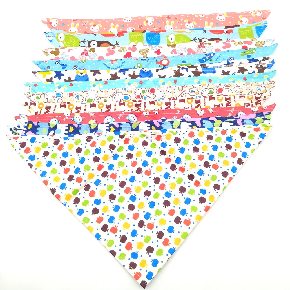 Cotton Dog Bandana Set 10 Pack Puppy Bib Scarves For Dogs