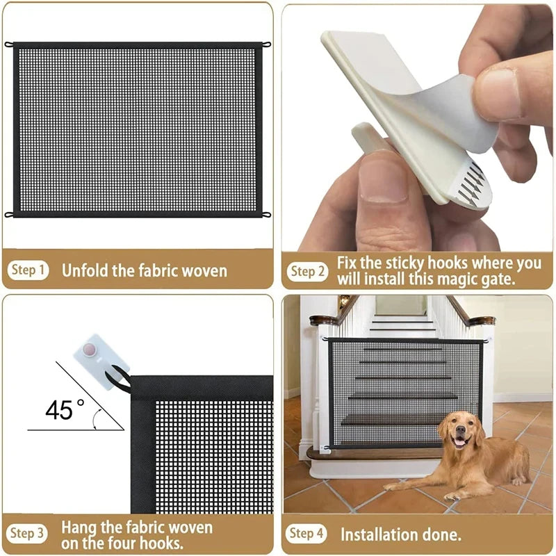 Pet Dog Safety Barrier Fence With Folding Mesh Gate