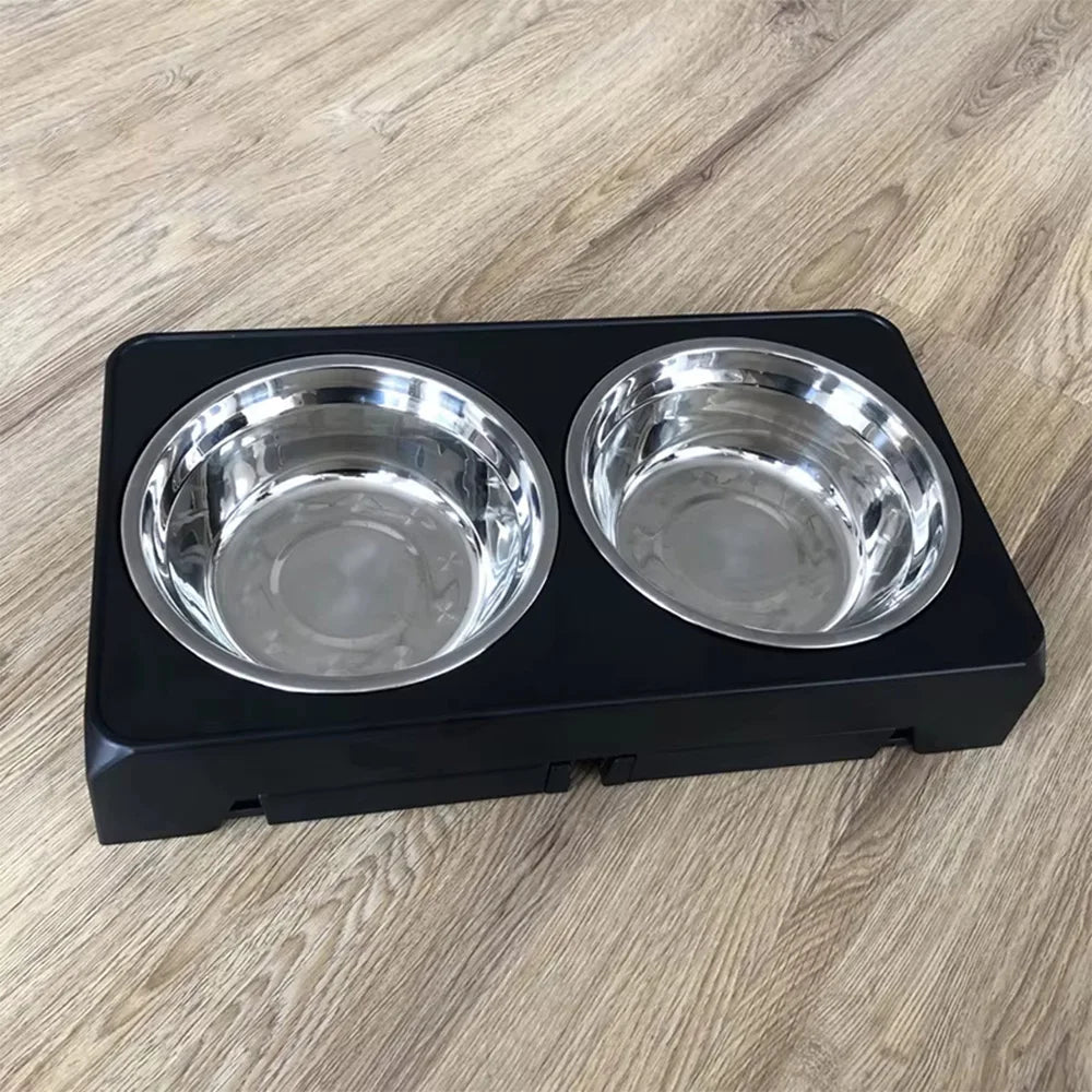 Adjustable Elevated Dog Feeder With Stainless Steel Bowls