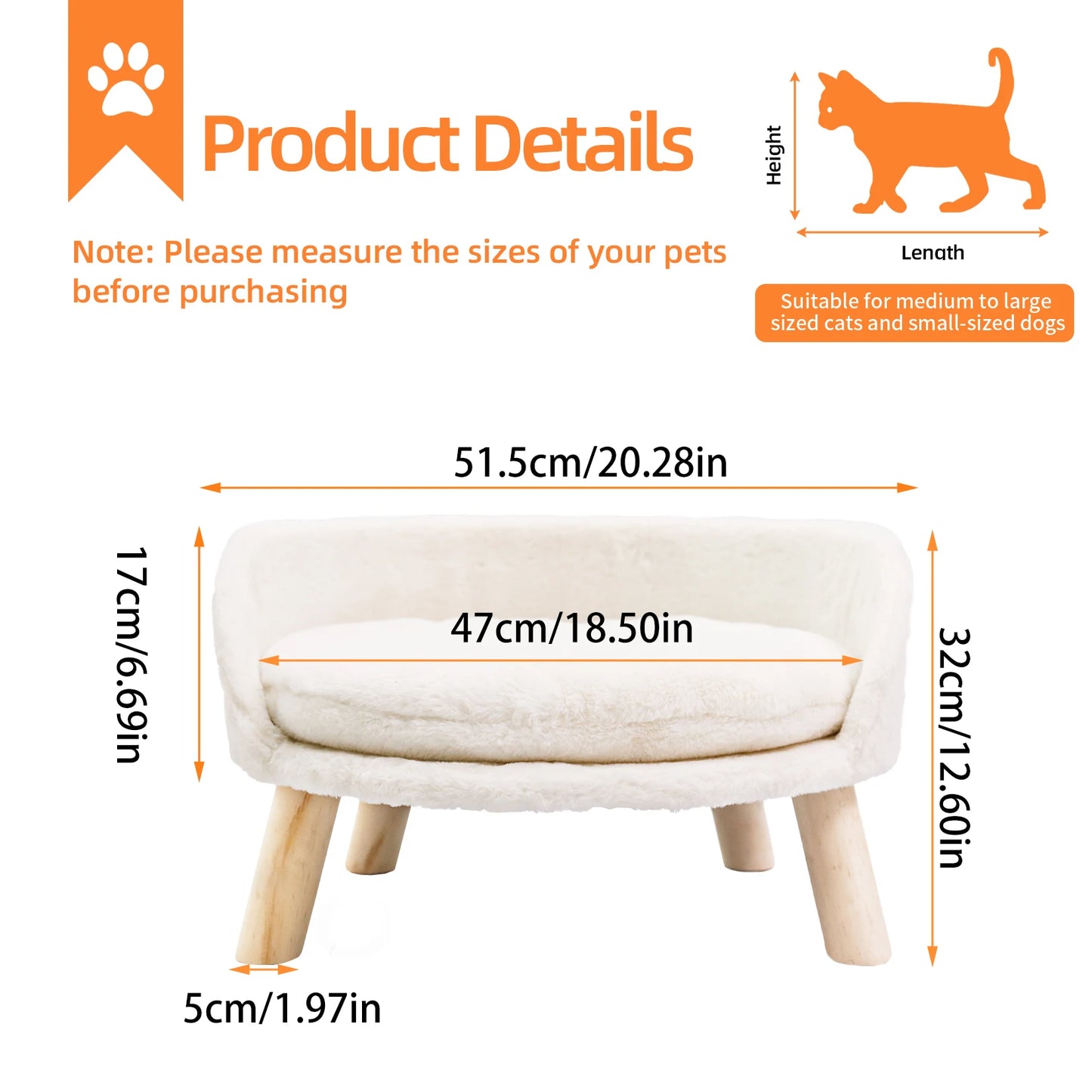 Borwart Ultra Soft Pet Sofa Bed With Removable Waterproof Cushion