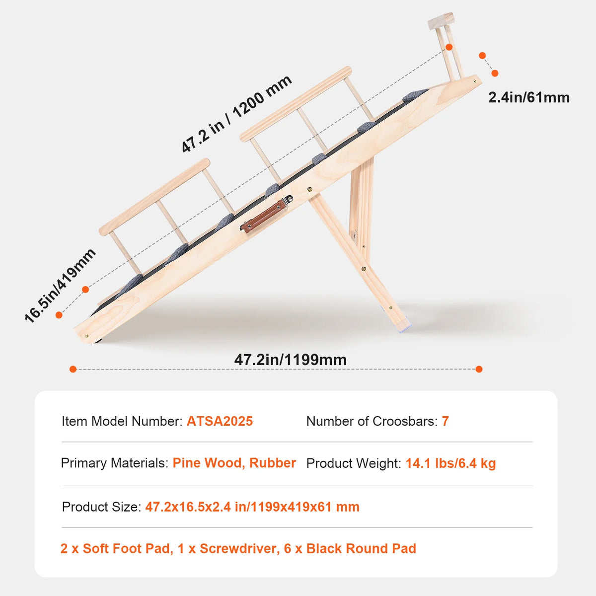 SucceBuy Folding Adjustable Wooden Dog Ramp With Anti Slip Steps