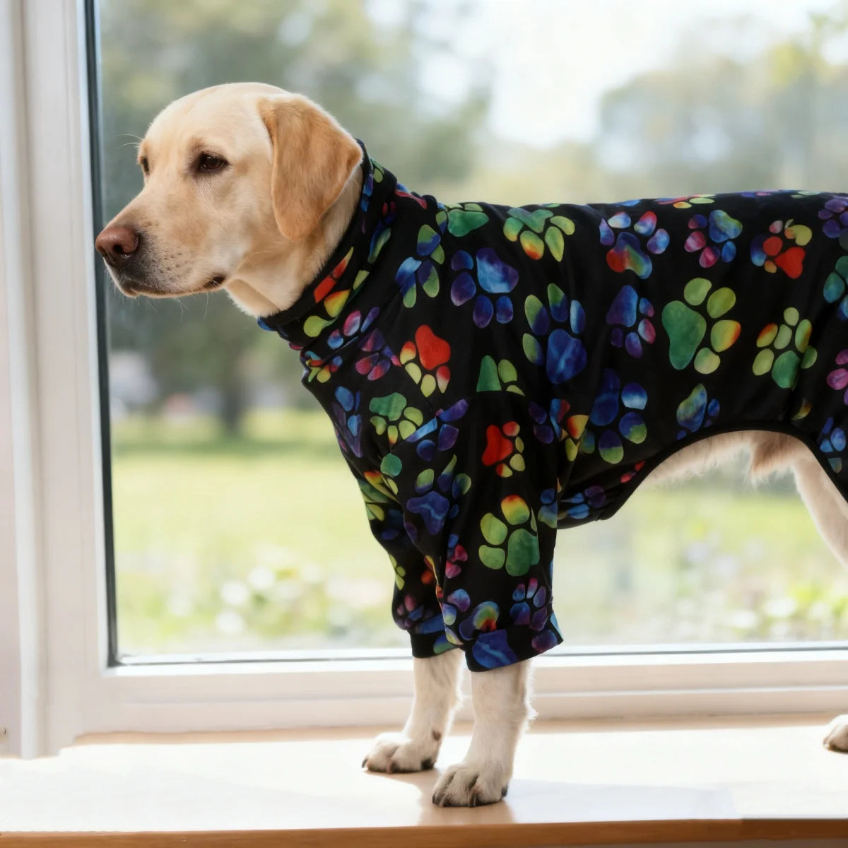 Digital Printed Dog T Shirt Features All Season Paw Design