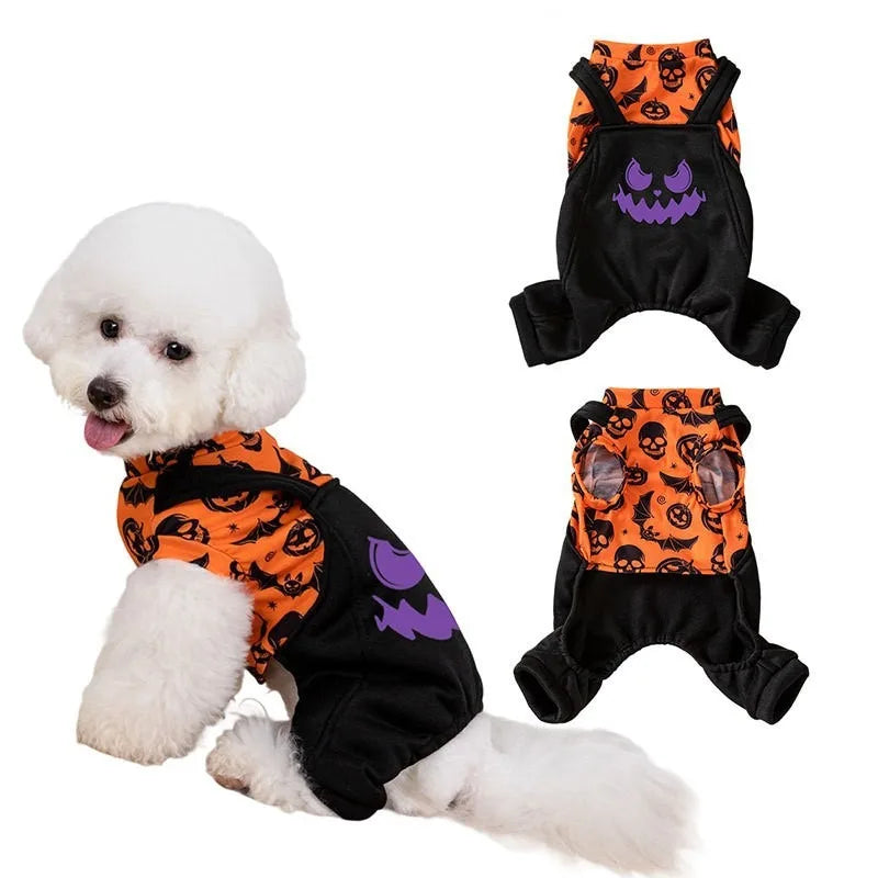 Halloween Jack O Lantern Pet Costume Stretchy Pull On Fit
