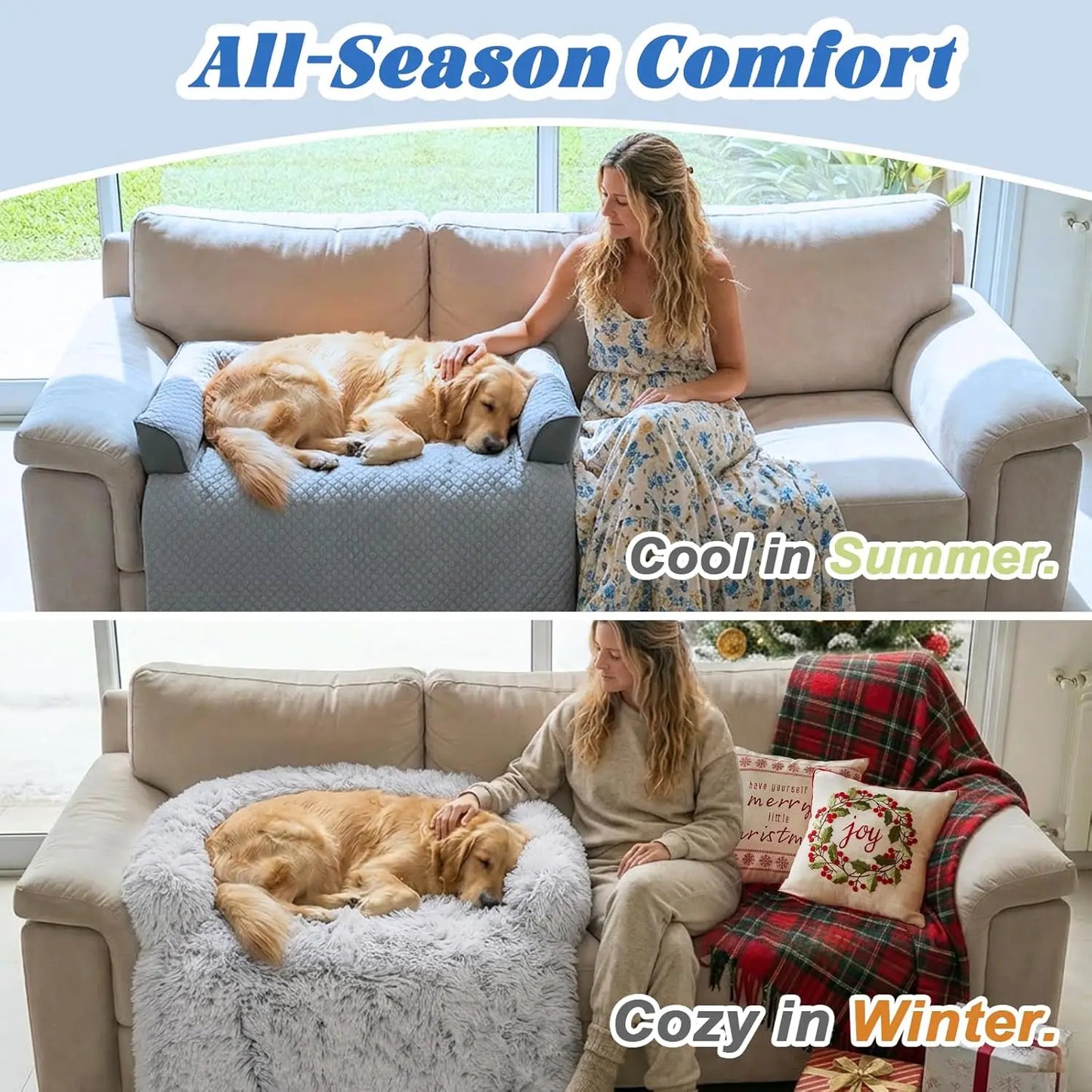 Cooling Dog Bed Mat With Bolster Pillow Washable Pet Couch Cover