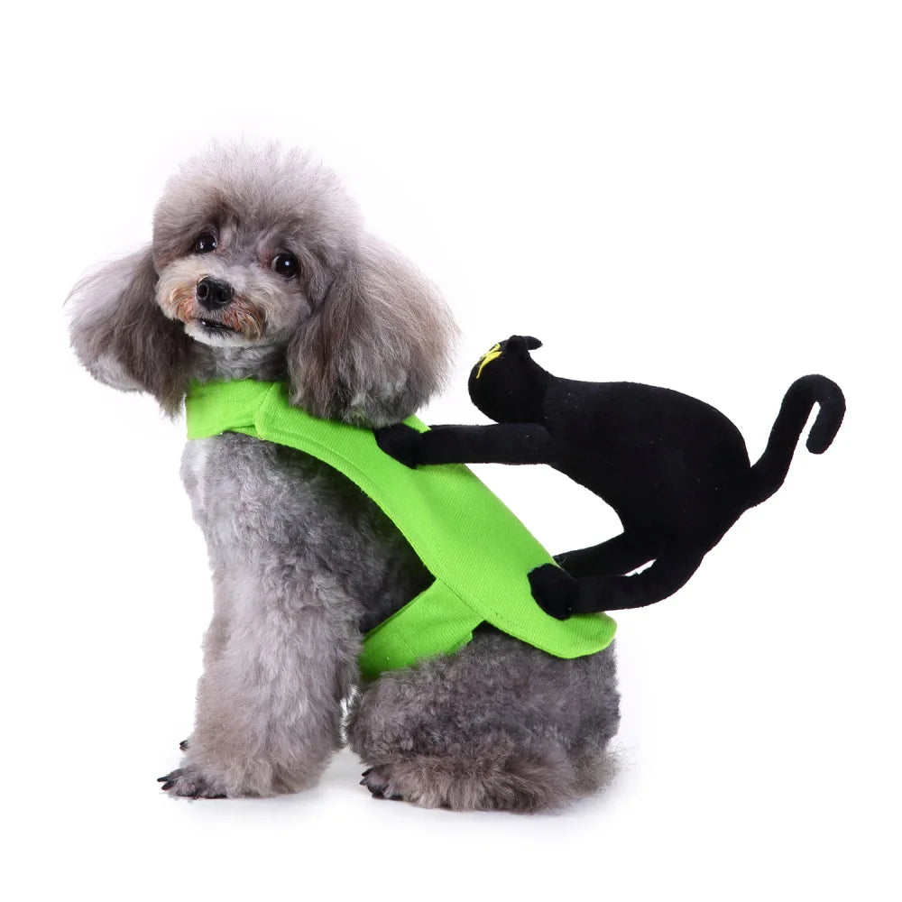 Halloween Pet Witch Costume With Hat For Cats And Dogs