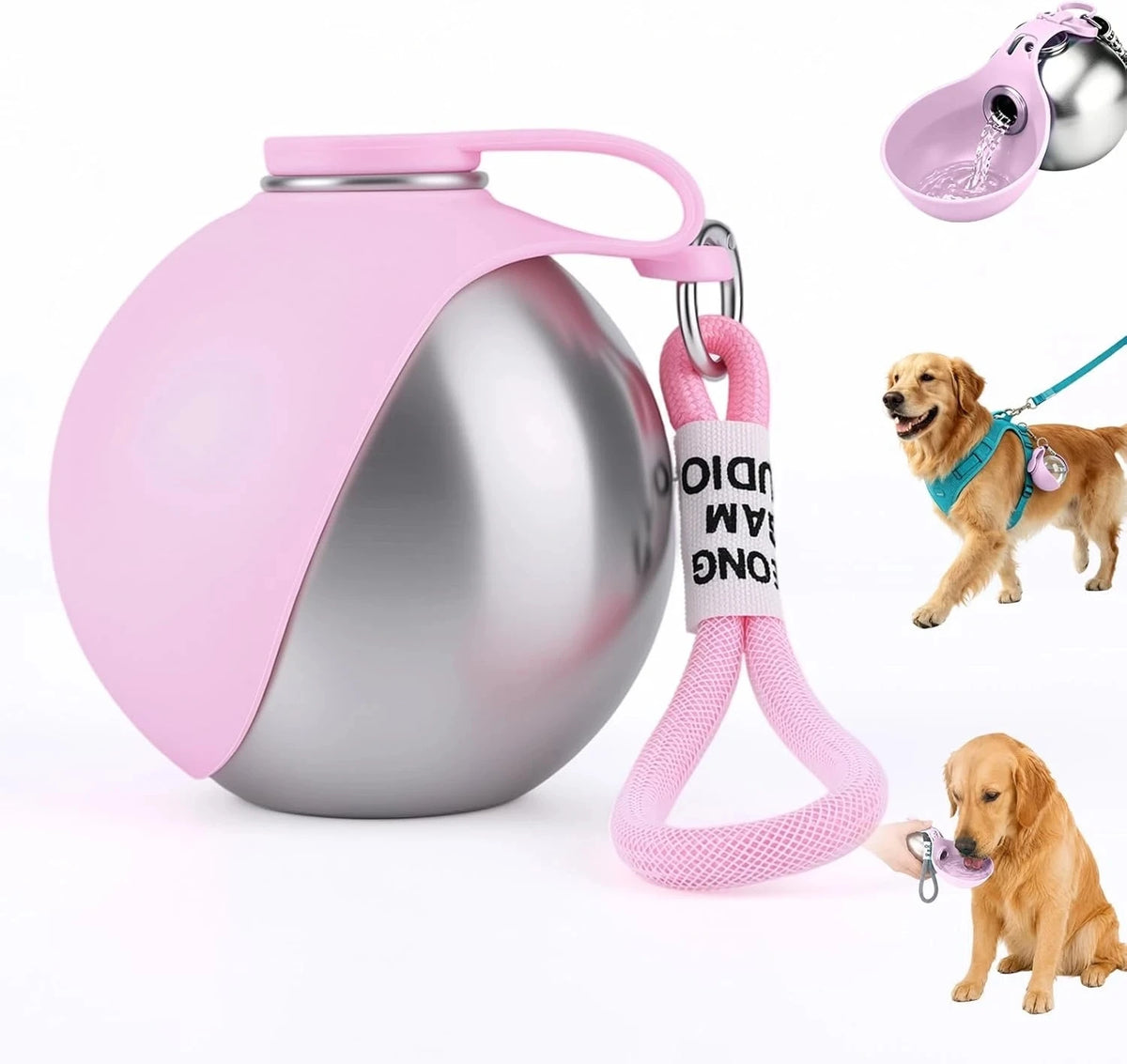 Portable Leak Proof Pet Water Dispenser Foldable Stainless Steel Bowl