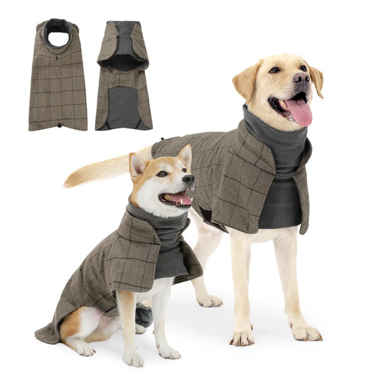 Waterproof Windproof Plaid Dog Jacket British Style Winter
