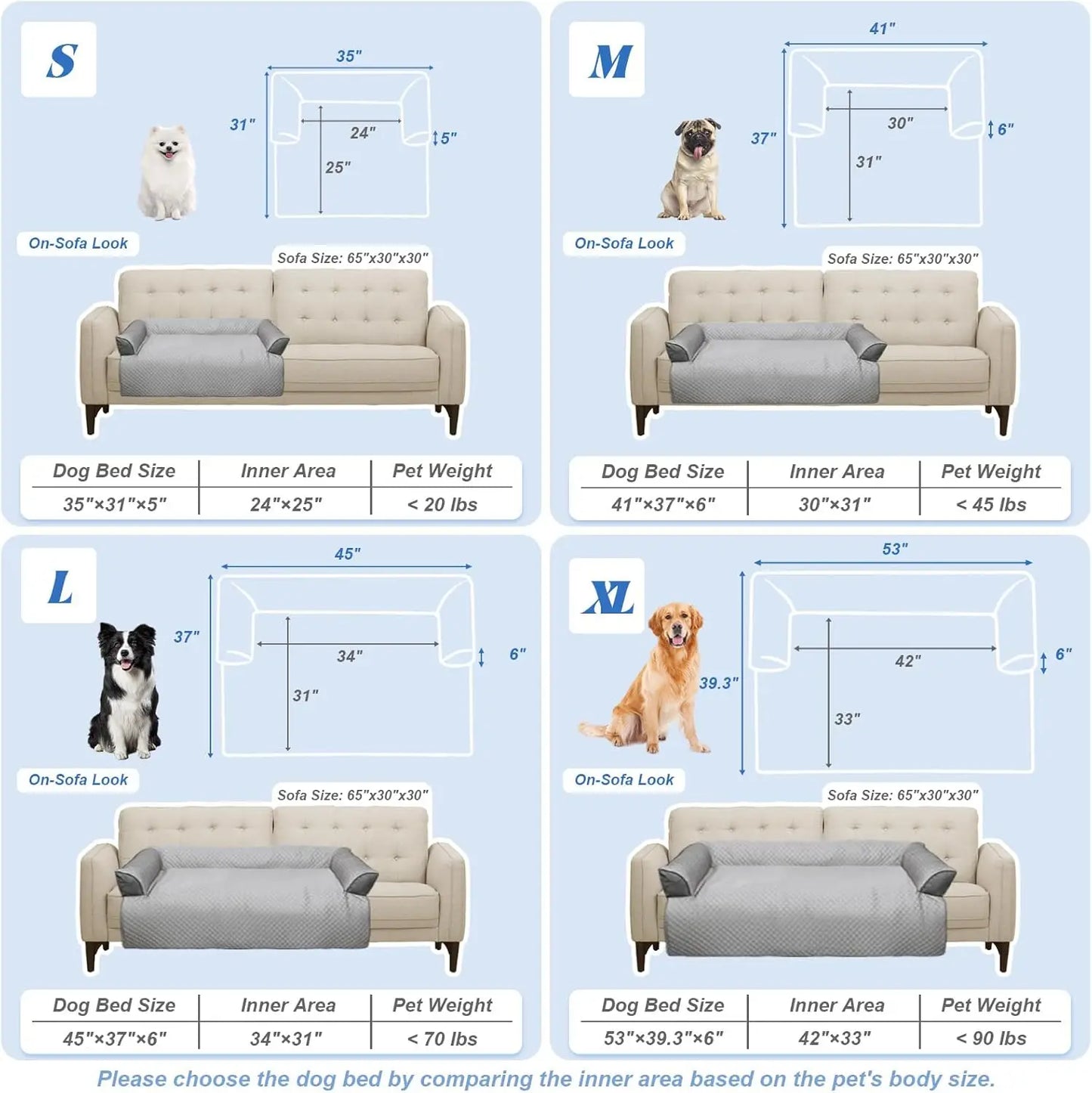 Cooling Dog Bed Mat With Bolster Pillow Washable Pet Couch Cover