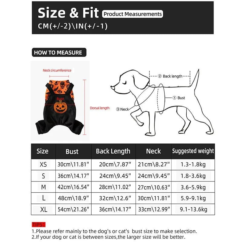 Halloween Jack O Lantern Pet Costume Stretchy Pull On Fit