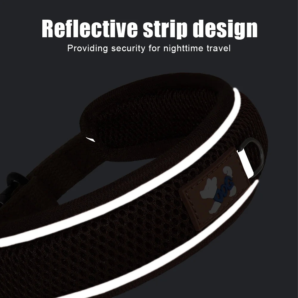 Personalized Reflective Mesh Dog Collar With Breathable Padded Comfort