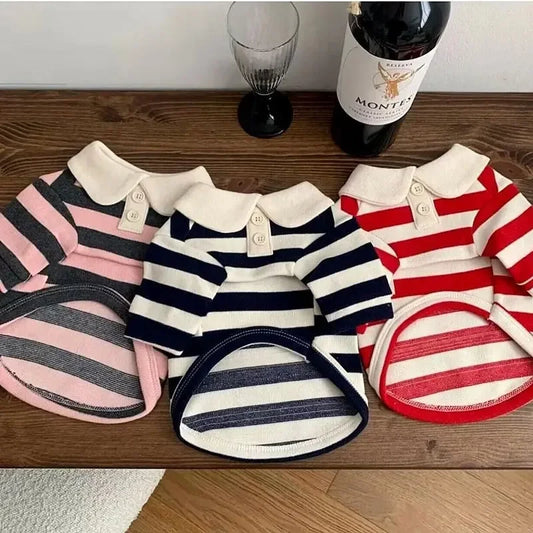 Summer Cotton Polo Shirt For Dogs Breathable Puppy Clothing