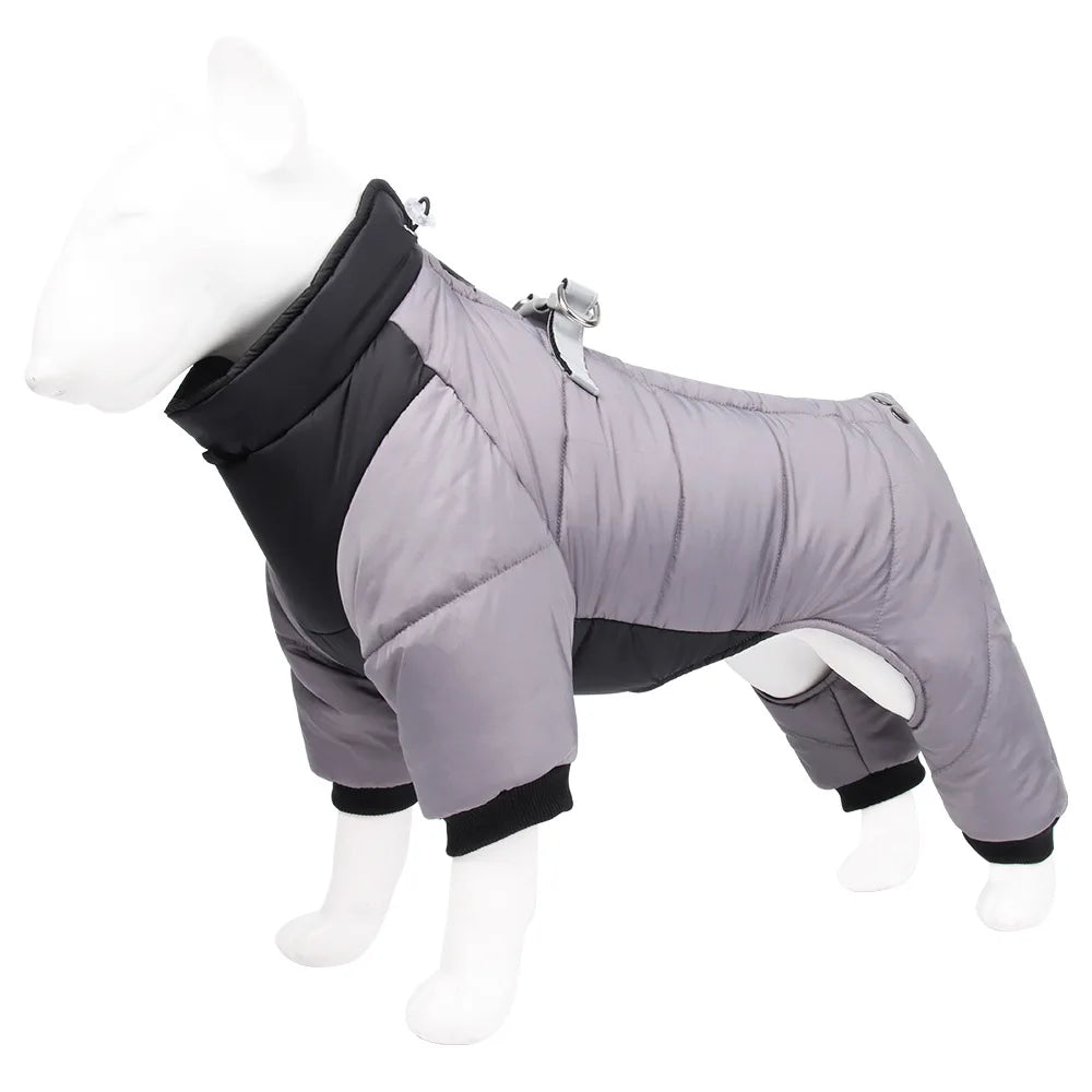 Padded Four Leg Dog Coat With Warm Lining For Winter
