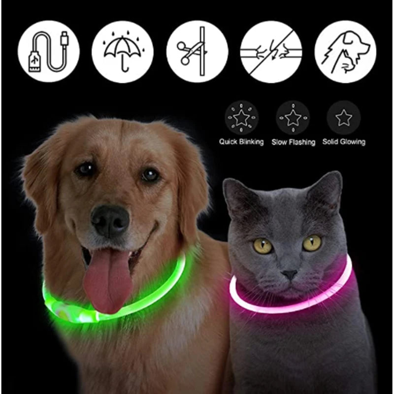 COOYOMOO USB Rechargeable Luminous Adjustable Dog Collar Night Light