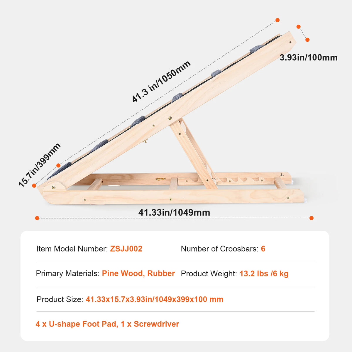 SucceBuy Folding Adjustable Wooden Dog Ramp With Anti Slip Steps