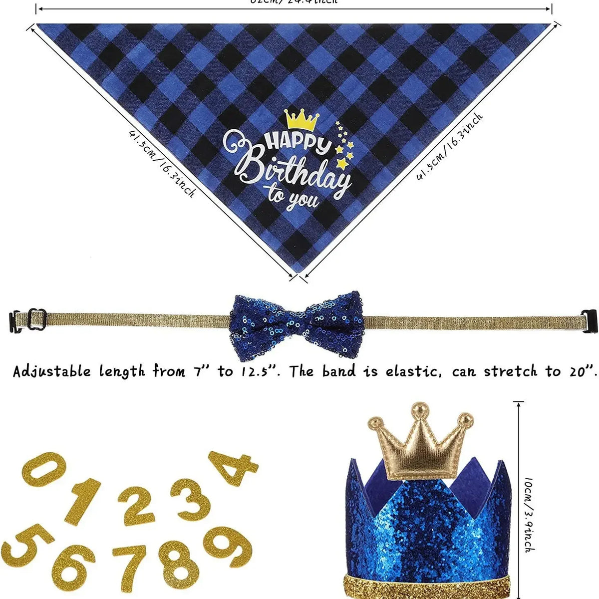 Cute Pet Birthday Bandana And Crown Hat Party Costume Set