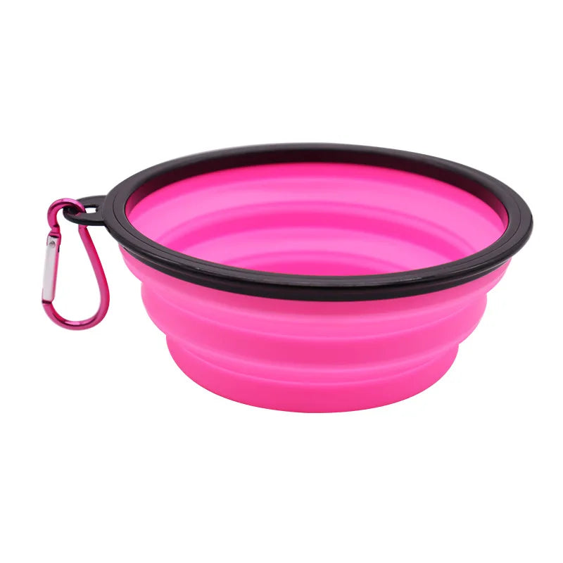 Collapsible Silicone Dog Food And Water Bowl With Carabiner For Travel