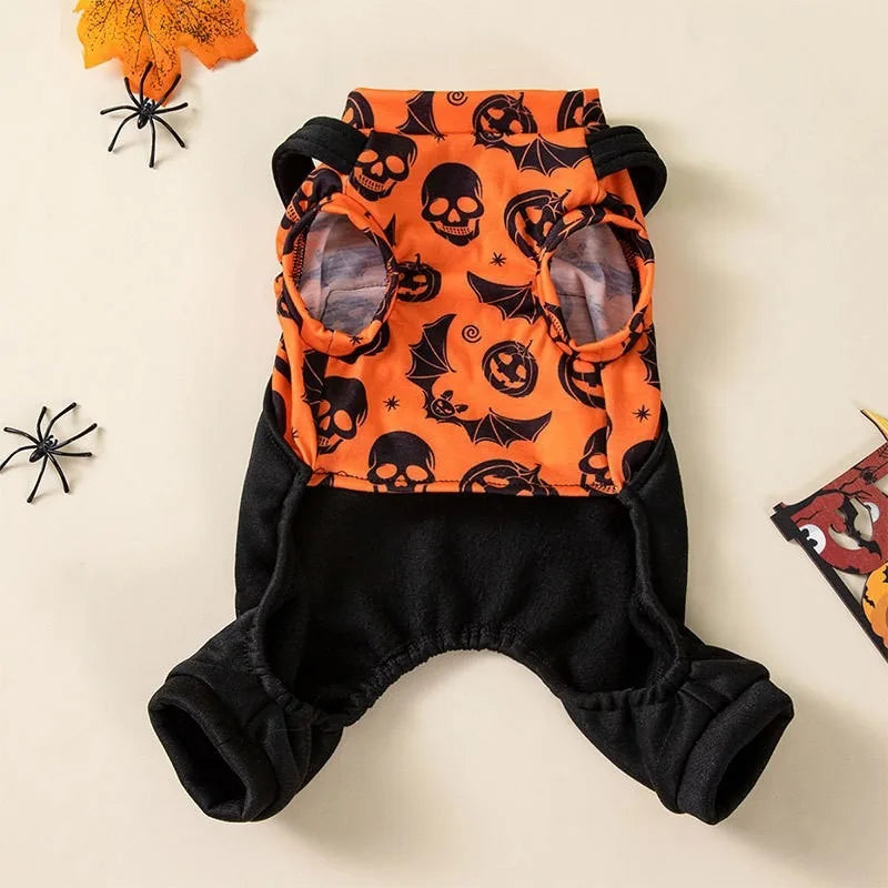 Halloween Jack O Lantern Pet Costume Stretchy Pull On Fit