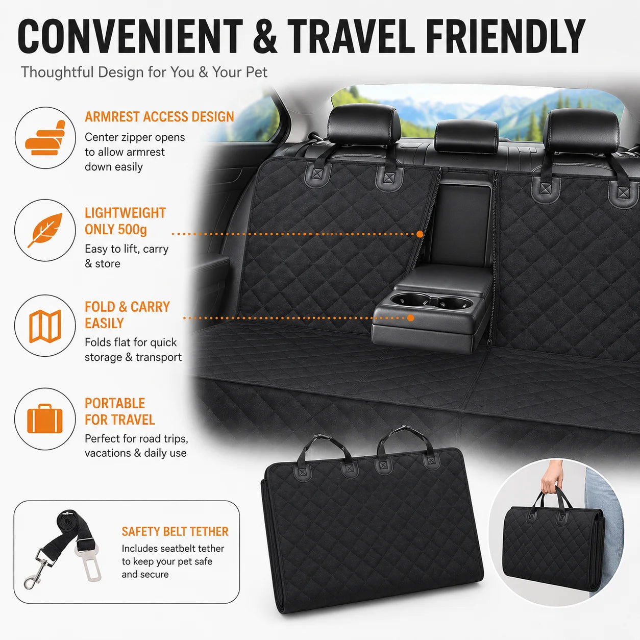Sindax Waterproof Dog Car Seat Cover Back Seat Protector