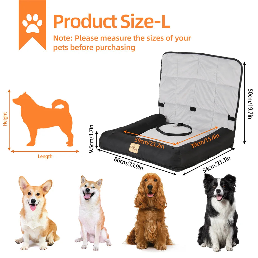 BORWART Waterproof Portable Dog Car Seat Bed and Booster Carrier