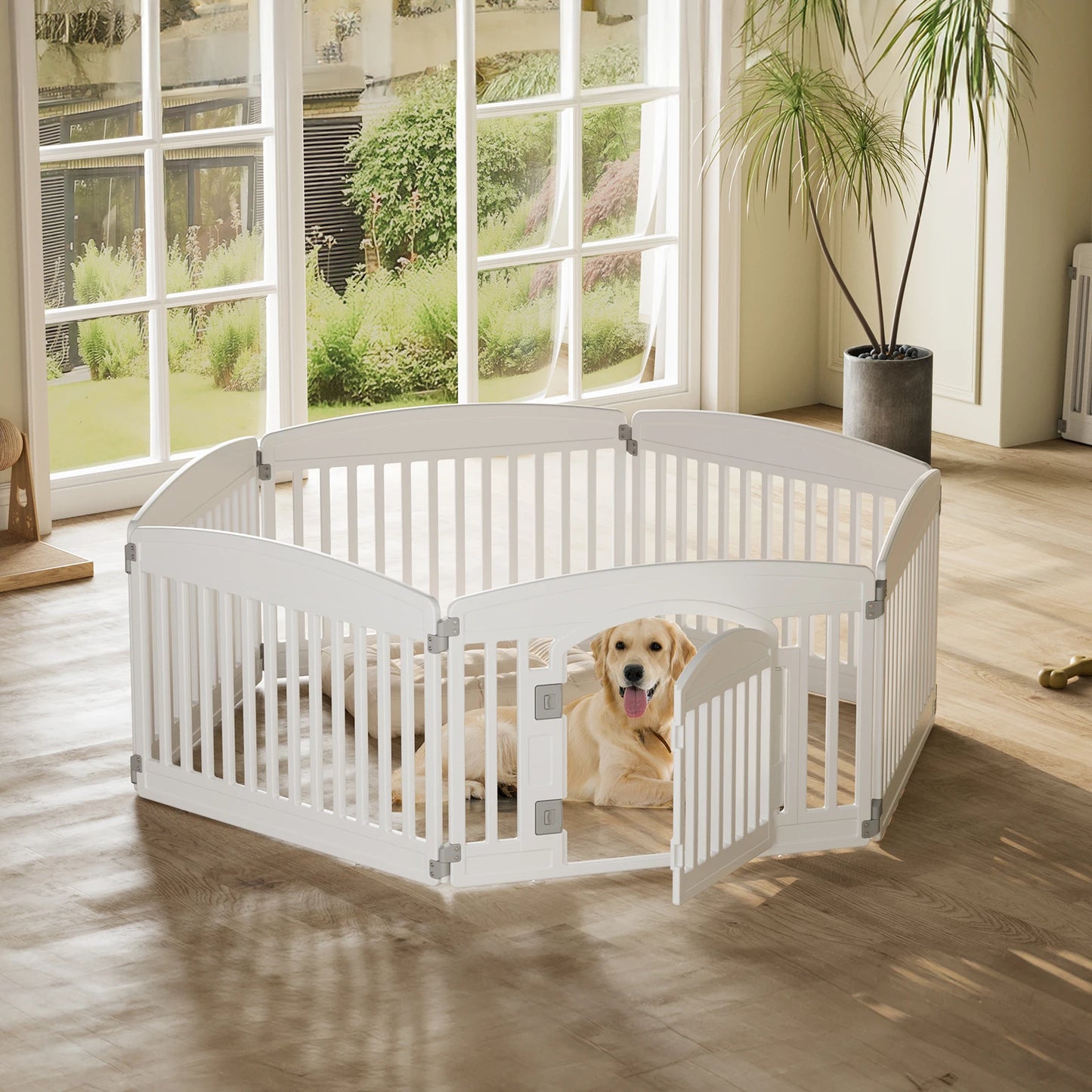 JHK Plastic Dog Playpen Expandable Durable Indoor Outdoor Pet Fence