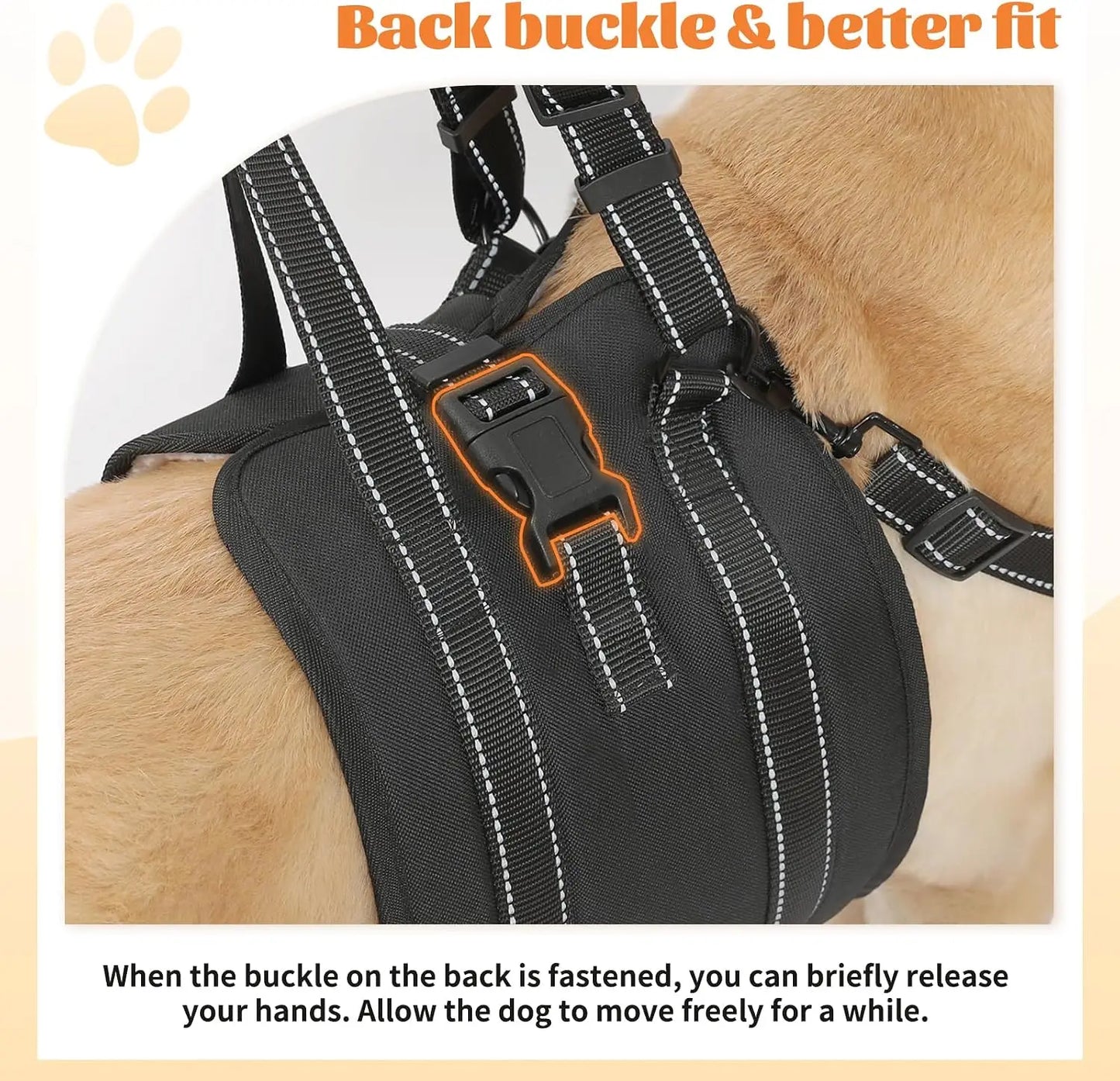Dog Lift Harness Sling for Senior Dogs with Arthritis, Adjustable Pet Carrier for Post-Surgery Recovery and Stairs Assistance